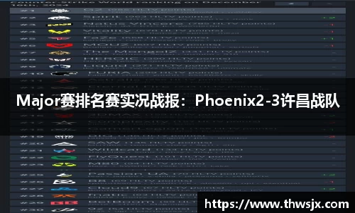 Major赛排名赛实况战报：Phoenix2-3许昌战队